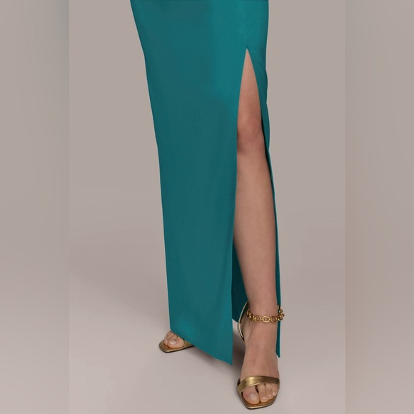 lilt little girls short sleeve velvet a-line dress Donna Karan // Asymmetrical Draped Midi Dress – VSP Consignment main image 1